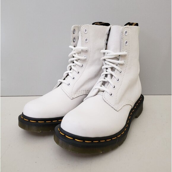 Doc Martens 1460 Pascal Boots White Virginia Leather Womens Size 6 37 - Picture 1 of 5